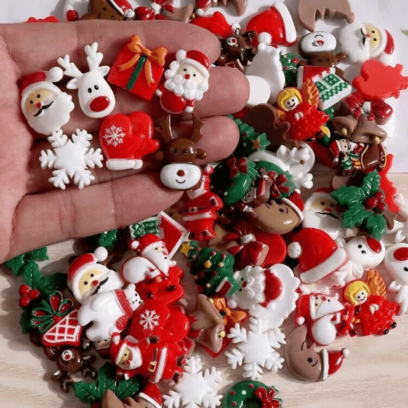 Christmas Resin Ornaments 20pcs Santa Snowman Tree Bell Decor