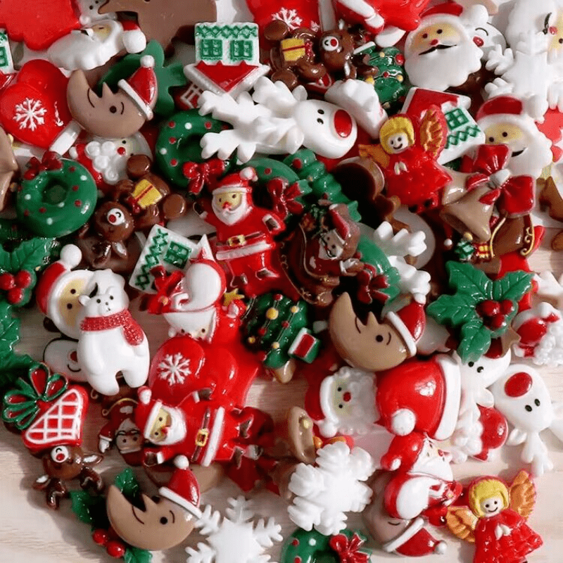 Christmas Resin Ornaments 20pcs Santa Snowman Tree Bell Decor