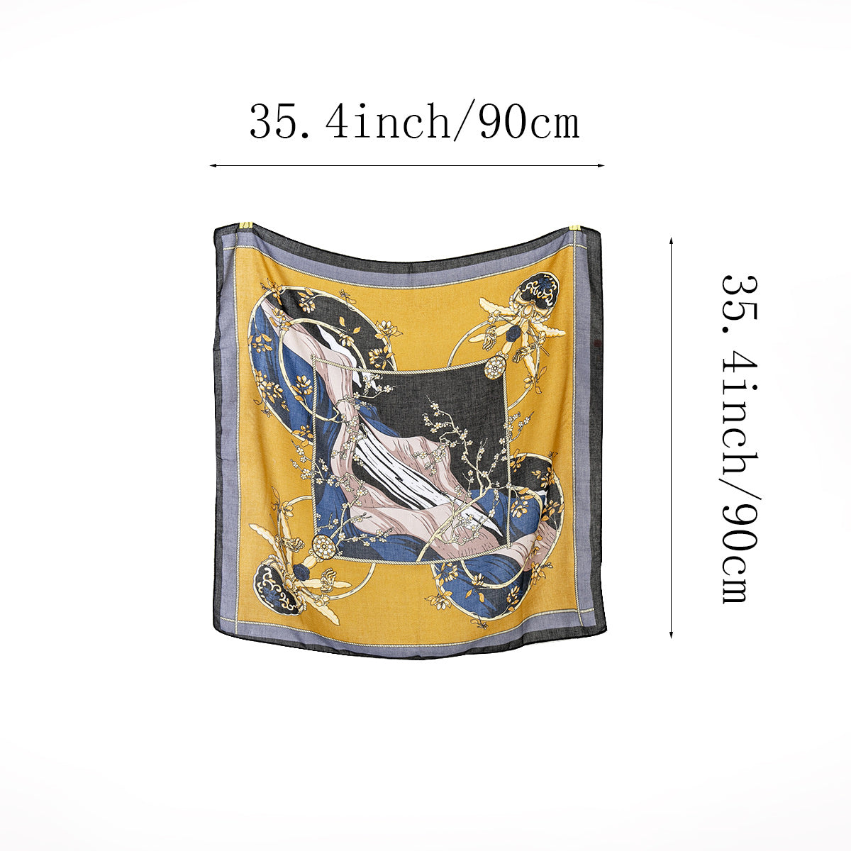 Classic Geometric Print Silk Square Scarf Bandana Women Wraps
