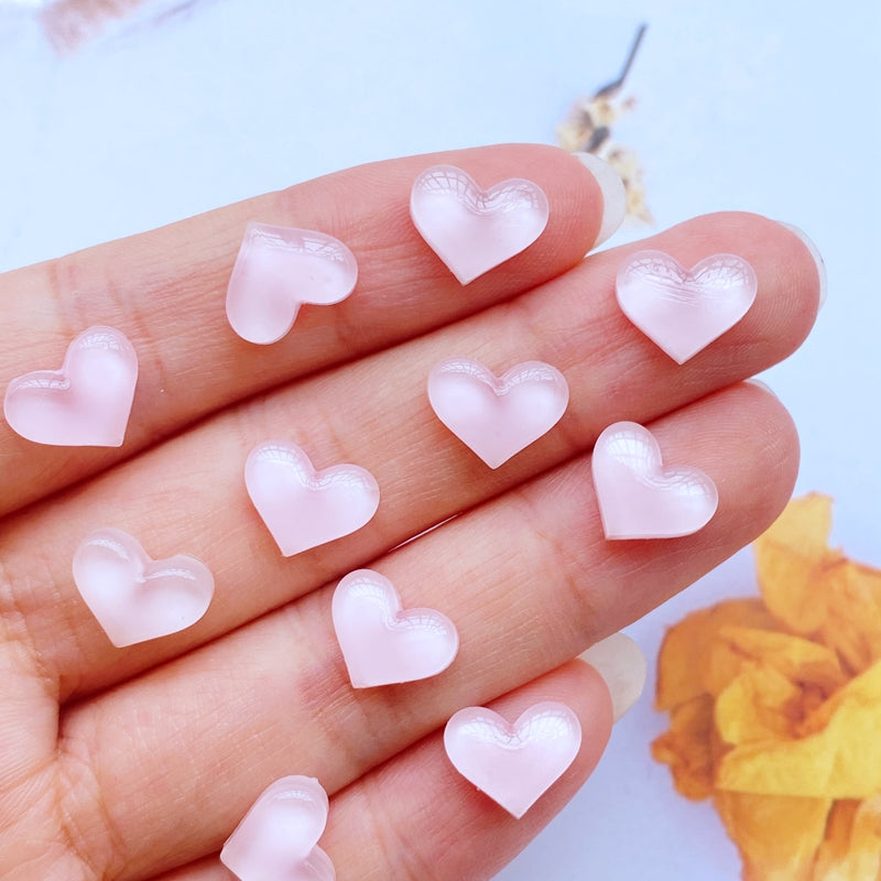 10 Mini Cardioid Resin Cabochons for Jewelry Making & Hairwear
