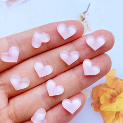 10 Mini Cardioid Resin Cabochons for Jewelry Making & Hairwear