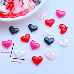 10 Mini Cardioid Resin Cabochons for Jewelry Making & Hairwear
