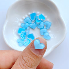10 Mini Cardioid Resin Cabochons for Jewelry Making & Hairwear
