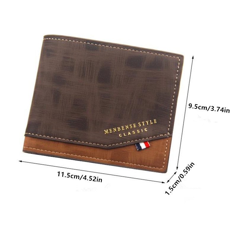 Men's Casual PU Leather Short Wallet Large Capacity Wallet Card Holder