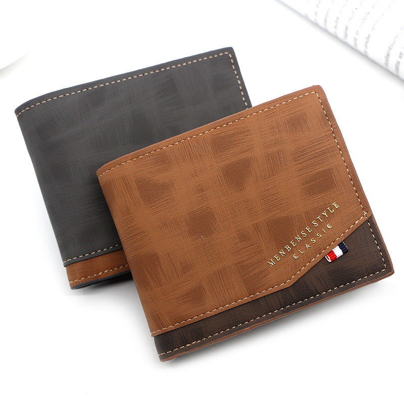 Men's Casual PU Leather Short Wallet Large Capacity Wallet Card Holder