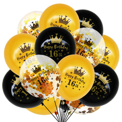 15pcs Birthday Balloon Kit Men Women Reusable Golden Confetti Balloons