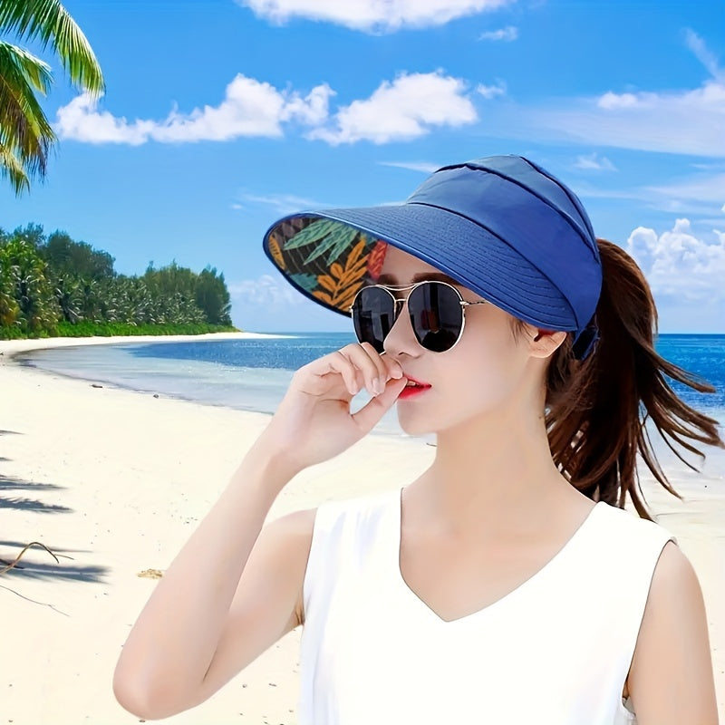 Foldable Ponytail Visor Hat UV Protection Sun Hat Women