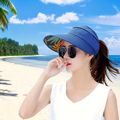 Foldable Ponytail Visor Hat UV Protection Sun Hat Women