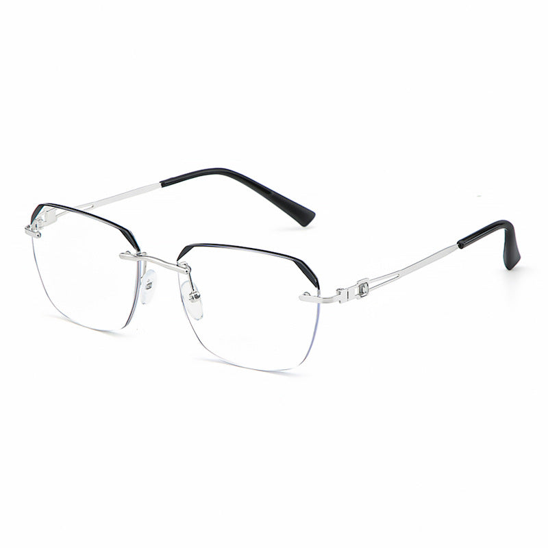 Men's Rimless Rhinestone Anti Glasses