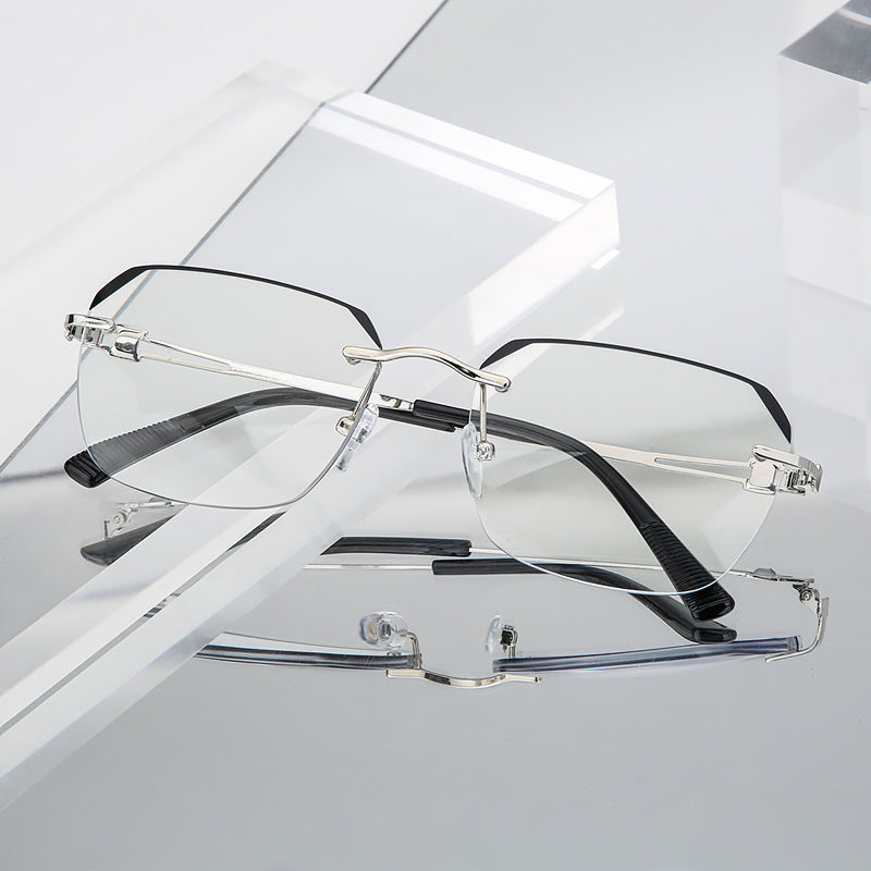 Men's Rimless Rhinestone Anti Glasses