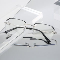Men's Rimless Rhinestone Anti Glasses