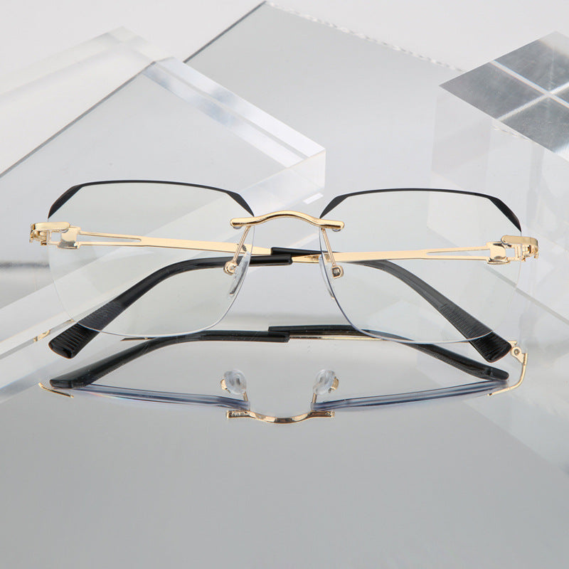Men's Rimless Rhinestone Anti Glasses