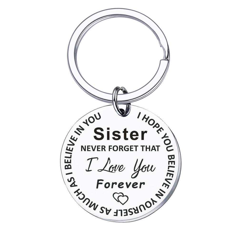 Love You Tag Keychain Metal Key Ring Gift For Mom Dad Son Daughter
