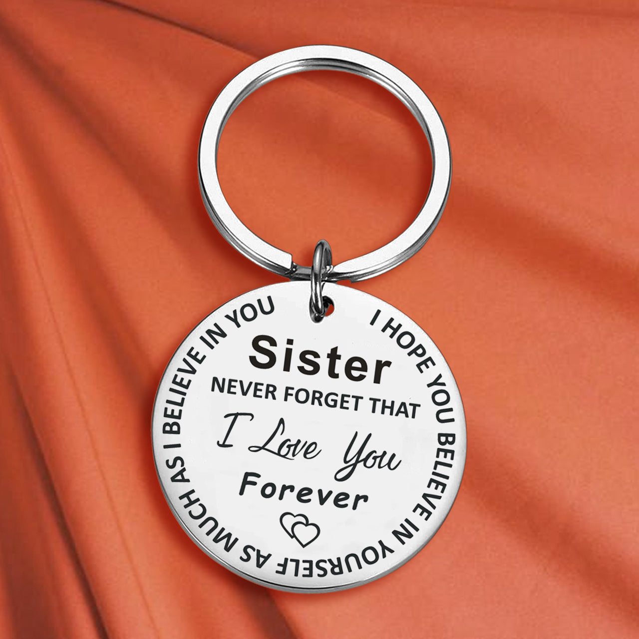 Love You Tag Keychain Metal Key Ring Gift For Mom Dad Son Daughter