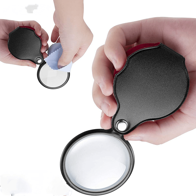 60mm Mini Handheld Magnifier Foldable Pocket Magnifier Reading Monocle