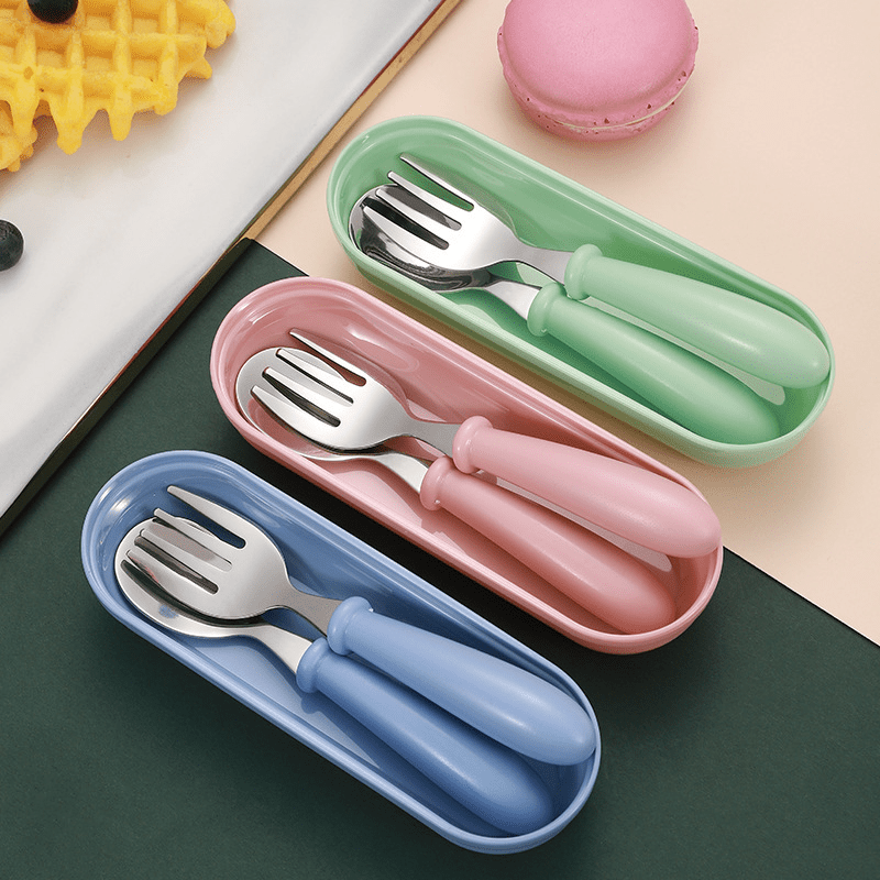 3pcs Stainless Steel Cutlery Set Fork Spoon Box