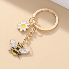 Bee Flower Charm Keychain Key Ring Backpack Handbag Purse Pendant