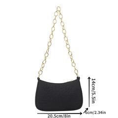 Crocodile Pattern Felt Crossbody Bag Classic Crescent Shoulder Bag