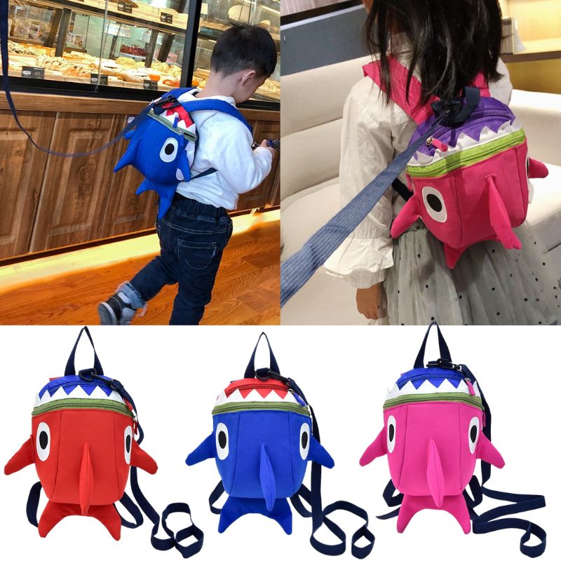 Kids Shark Backpack with Anti-Lost Leash