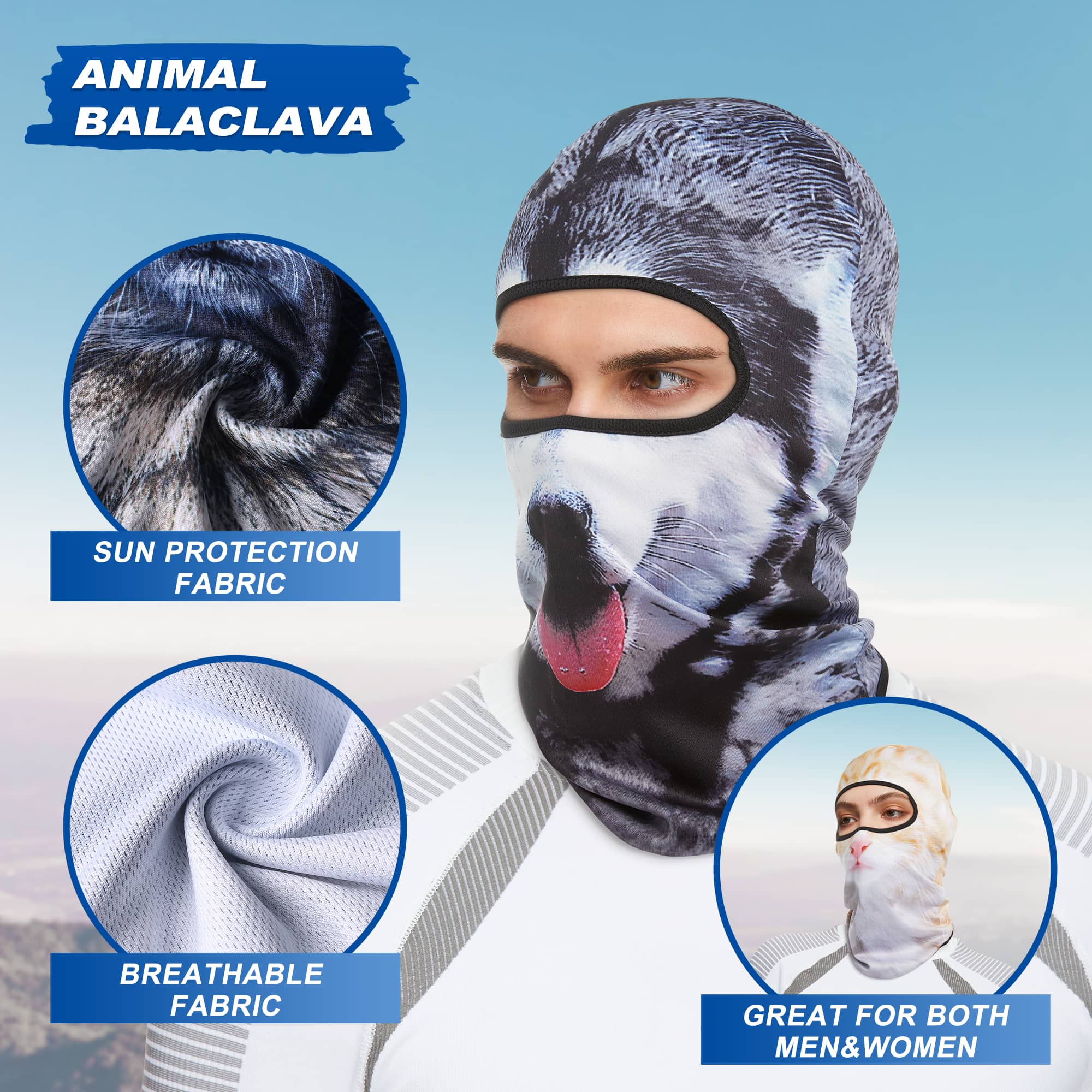 3D Animal Balaclava Mask for Music Festivals, Raves, Ski, Halloween