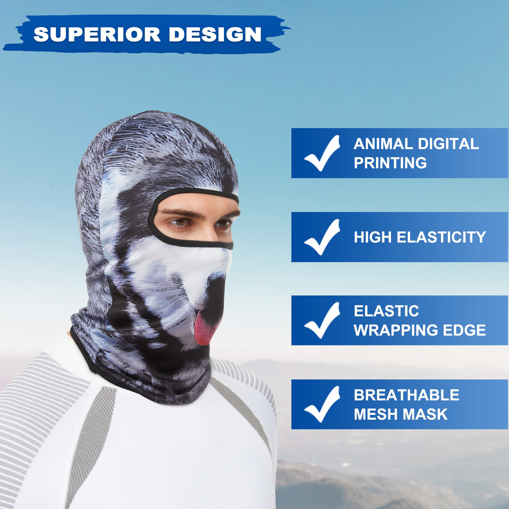 2PCS 3D Animal Balaclava Neck Warmer Full Face Mask