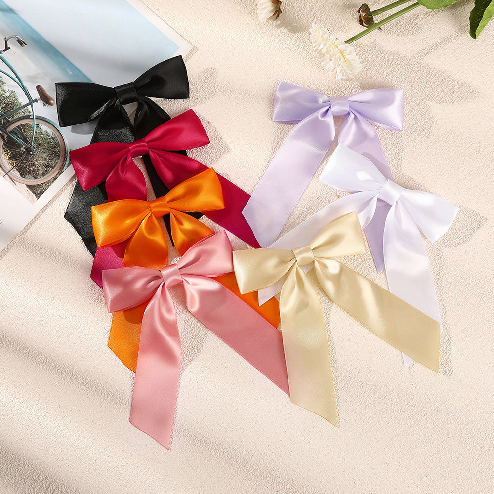 Satin Bow Hair Clip Ribbon French Barrette Ponytail Hair Accessory