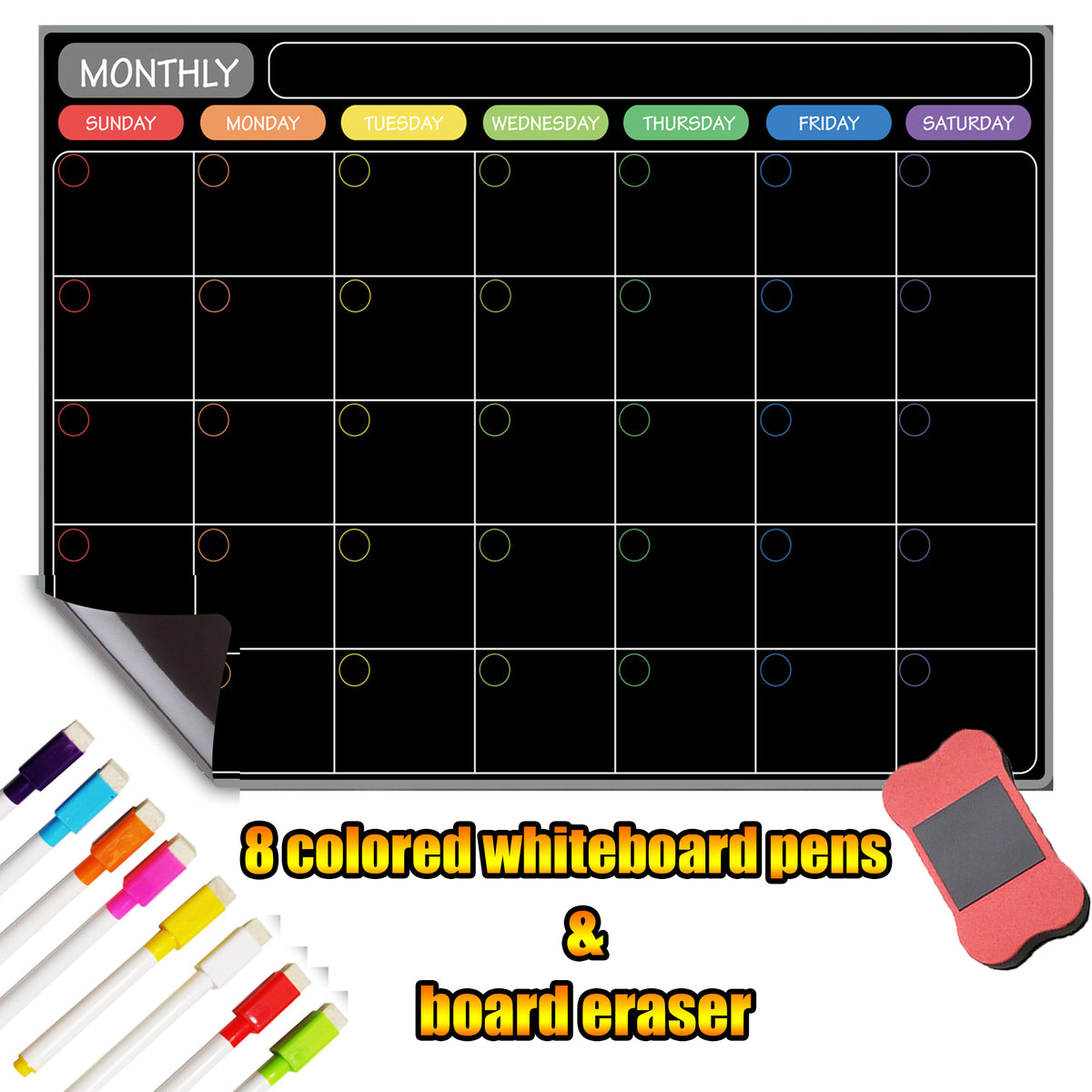 Large Magnetic Monthly Plan Fridge Sticker Soft Board Wet Erase