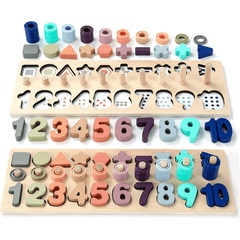 Wooden Number Puzzle Montessori Toys For Toddlers 3 5 Shape Sorting Counting Fun