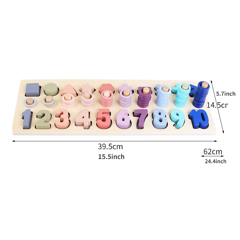 Wooden Number Puzzle Montessori Toys For Toddlers 3 5 Shape Sorting Counting Fun