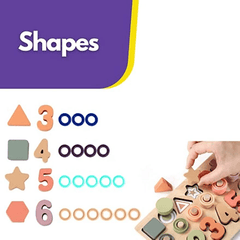 Wooden Number Puzzle Montessori Toys For Toddlers 3 5 Shape Sorting Counting Fun