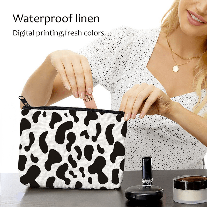 Cow Pattern Cosmetic Bag Travel Makeup Wash Bag Toiletry Organizer Holiday Gift