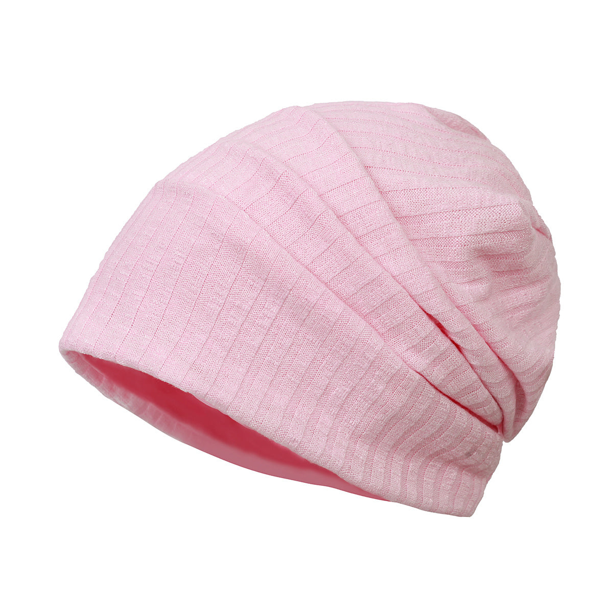 Striped Knitted Beanie Solid Elastic Slouchy Turban Knit Hat Soft Bonnet