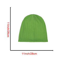 Striped Knitted Beanie Solid Elastic Slouchy Turban Knit Hat Soft Bonnet