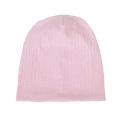 Striped Knitted Beanie Solid Elastic Slouchy Turban Knit Hat Soft Bonnet