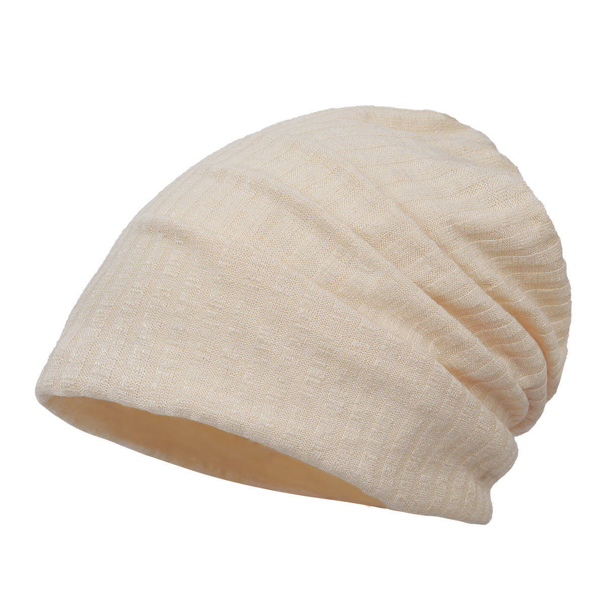 Striped Knitted Beanie Solid Elastic Slouchy Turban Knit Hat Soft Bonnet