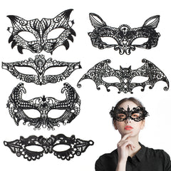 6pcs Sexy Venetian Masks Women Black Eye Mask Masquerade Halloween Party