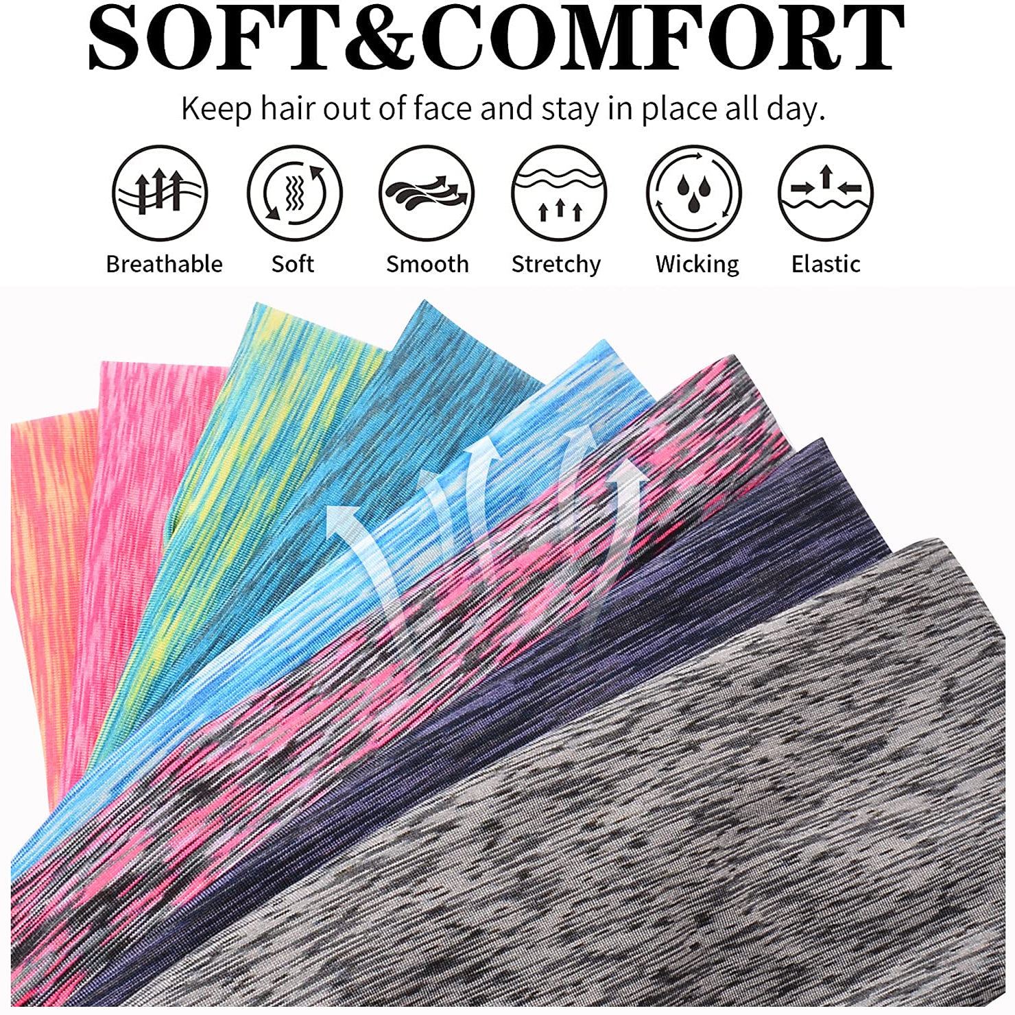 Men's Lightweight Sports Headband Elastic Moisture Wicking Hairband
