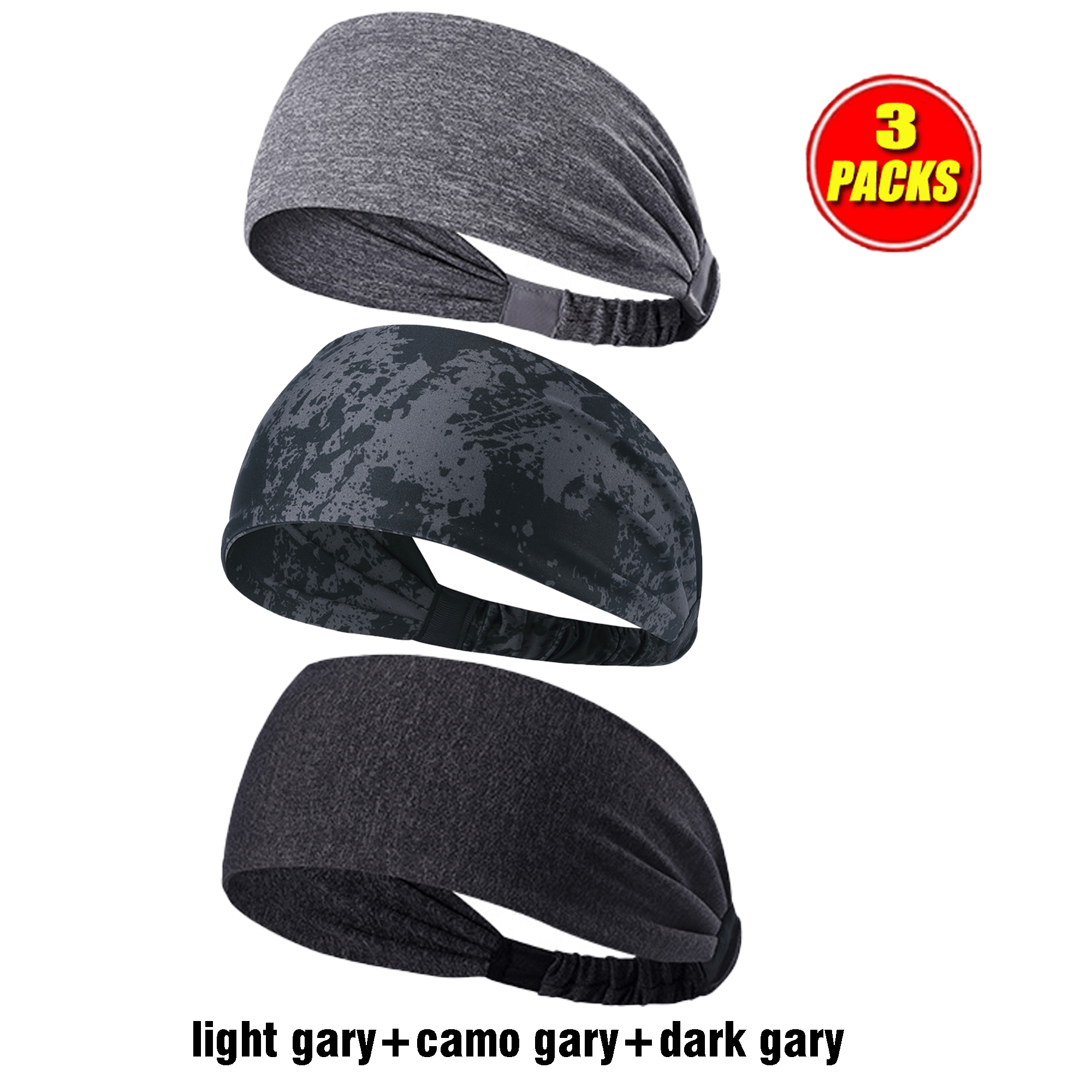 Men's Lightweight Sports Headband Elastic Moisture Wicking Hairband