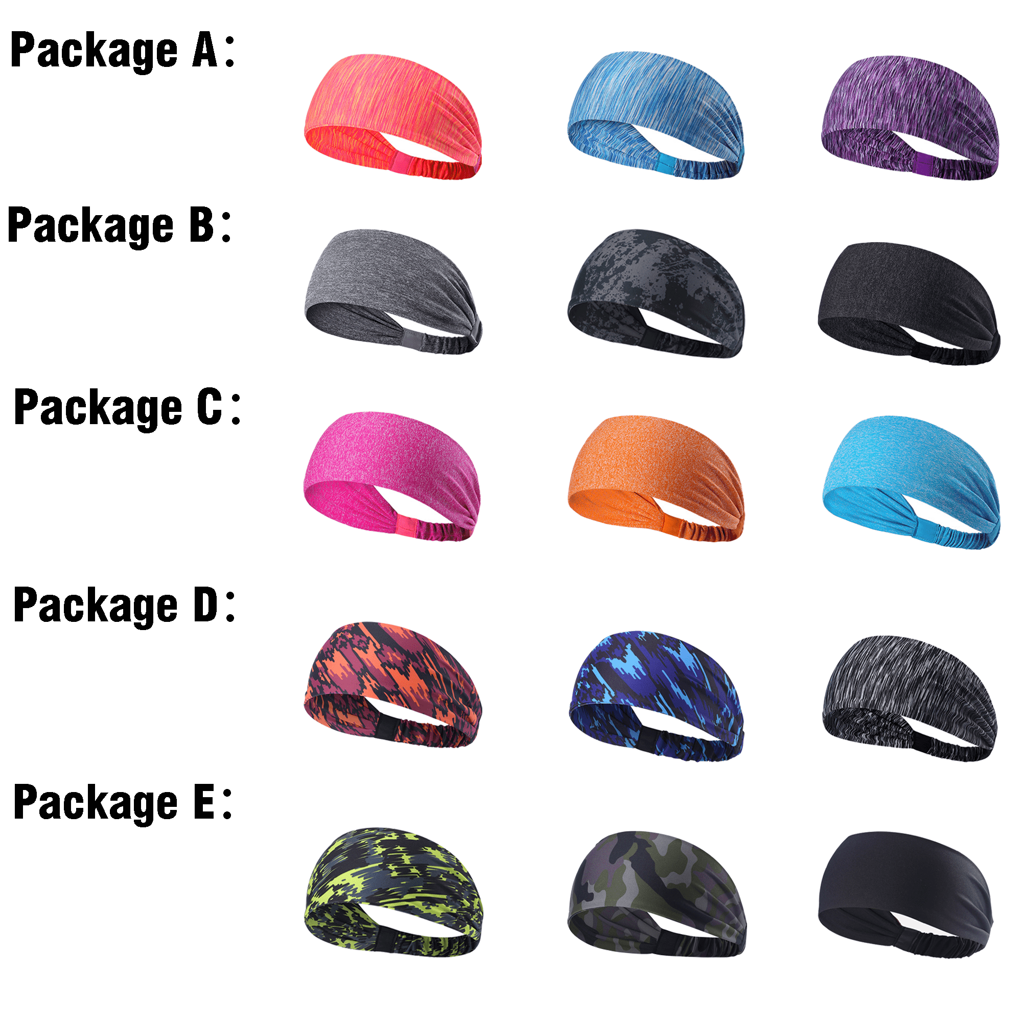 Men's Lightweight Sports Headband Elastic Moisture Wicking Hairband