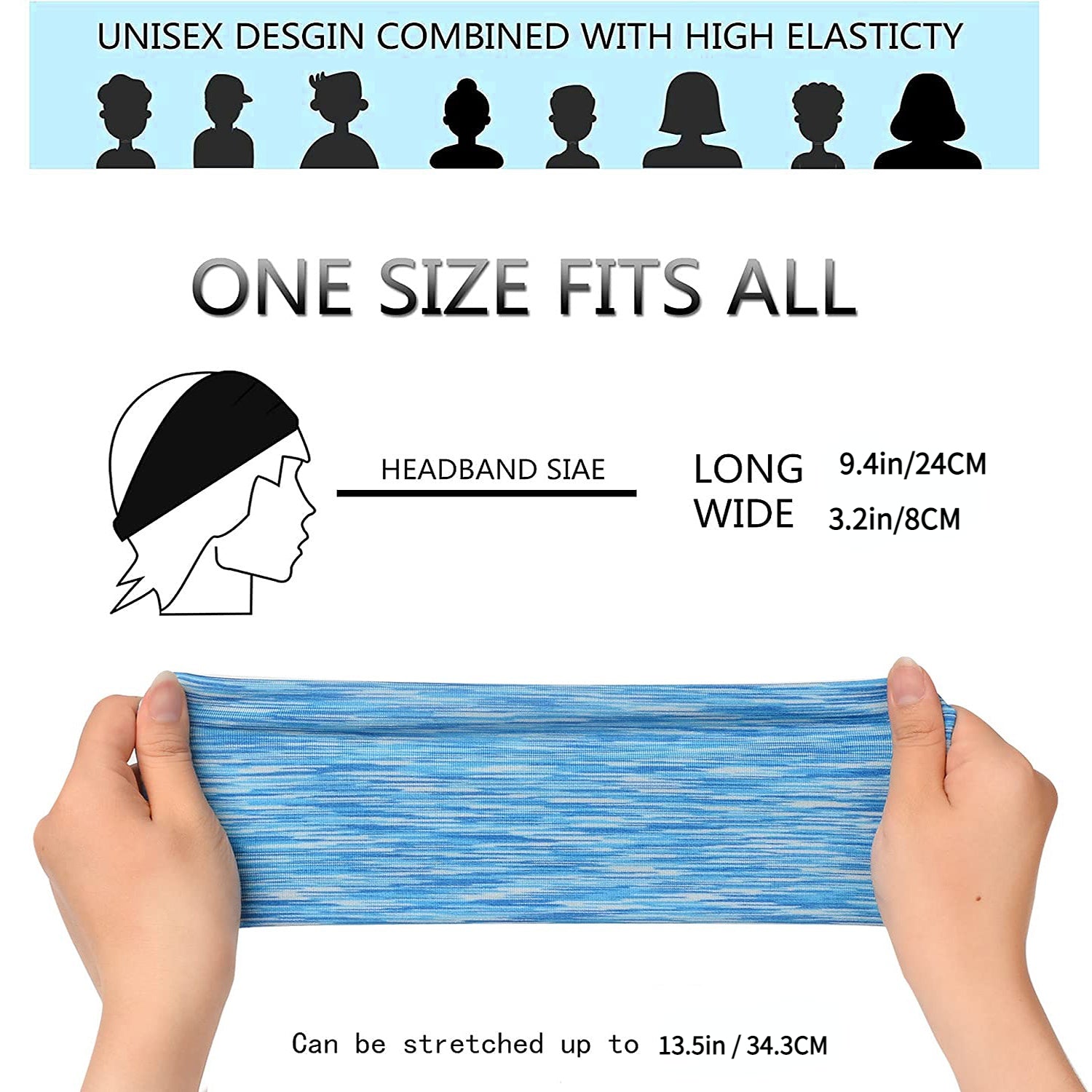 Men's Lightweight Sports Headband Elastic Moisture Wicking Hairband