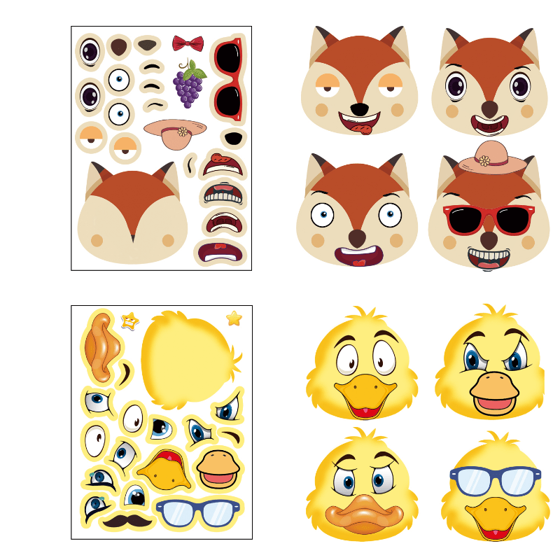 DIY Cartoon Funny Expression Stickers for Kids