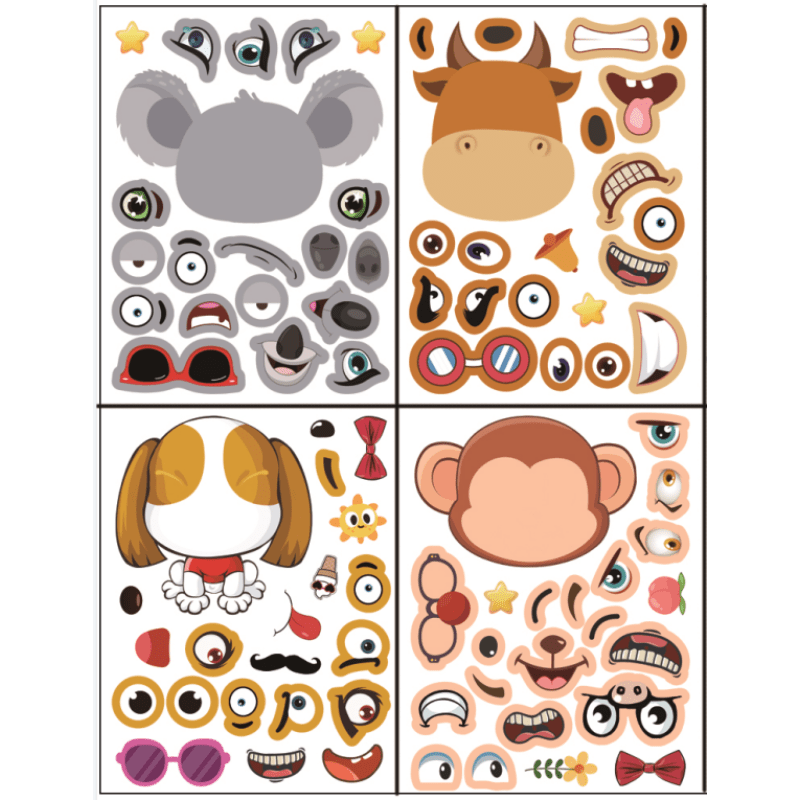 DIY Cartoon Funny Expression Stickers for Kids
