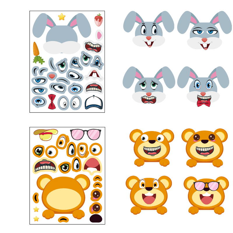 DIY Cartoon Funny Expression Stickers for Kids