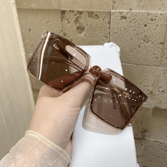 Oversized Square Sunglasses Clear Frame UV400