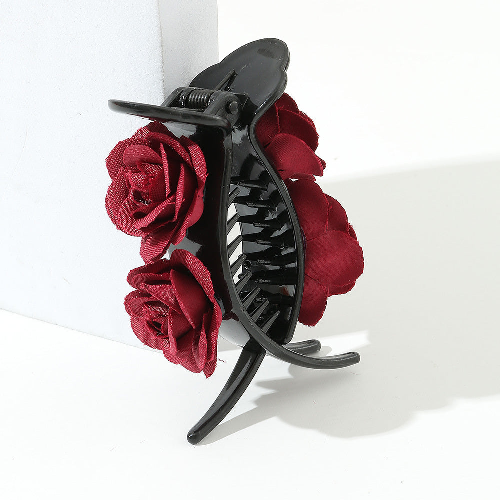 Rose Hair Claw Clip Fabric Flowers Bun Hair Claw Clip Clamp Hairpin