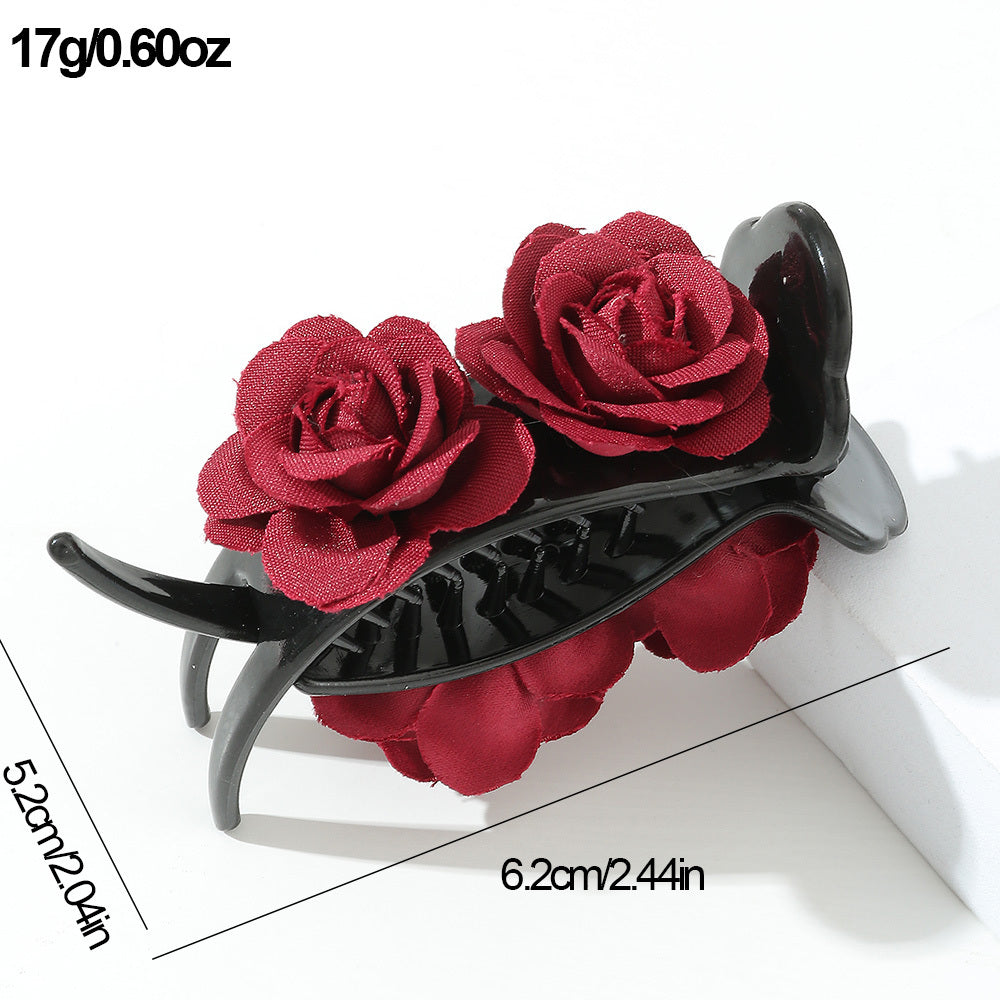 Rose Hair Claw Clip Fabric Flowers Bun Hair Claw Clip Clamp Hairpin