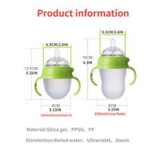 Silicone Milk Bottle 250ml Wide Mouth Bottle for Weaning