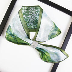 Women's Silk Scarf Satin Chiffon Small Shawl Wrap Printed Neck Scarf