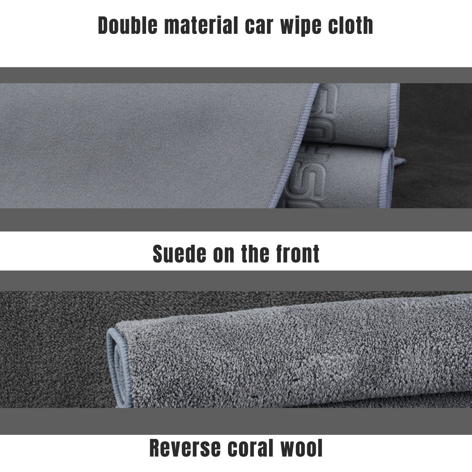 Absorbent Car Drying Towel Suede & Coral Velvet Double sided Car Cleaning Cloth