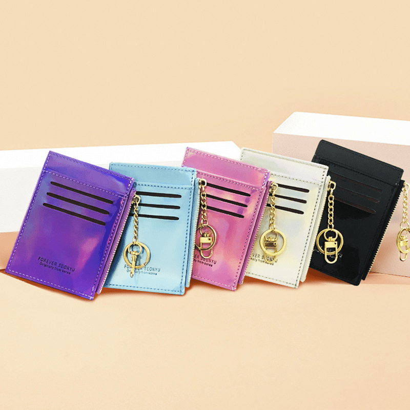 Y2K Holographic Coin Purse Keychain Mini Purse Bag Credit Card Holder